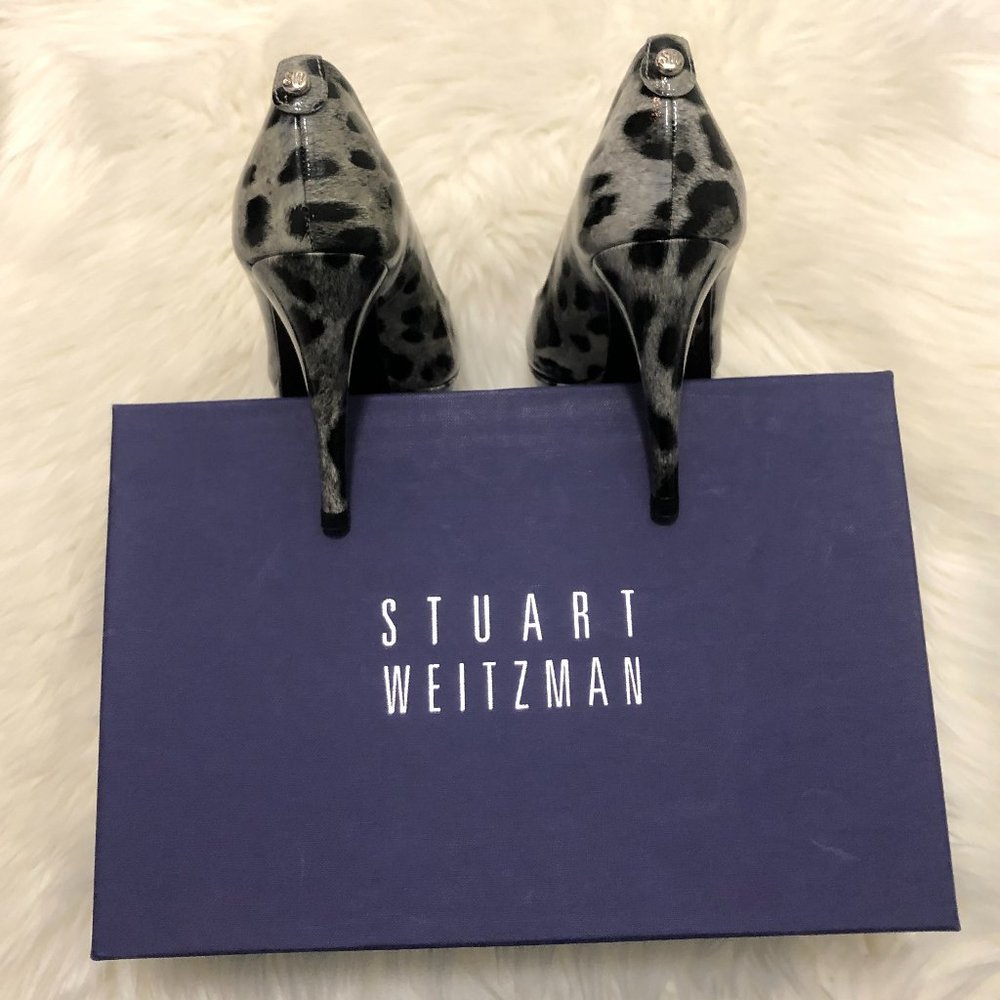 ✨ HOST PICK✨*BRAND NEW* Stuart Weitzman Leopard Print Peep Toe Heels - Size 6.5 - Picture 3 of 11